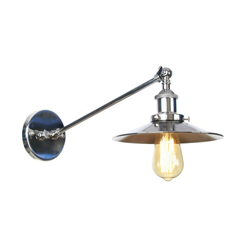 Camille Adjustable Chrome Swing Arm Wall Lamp (Saucer/Horn Shape)