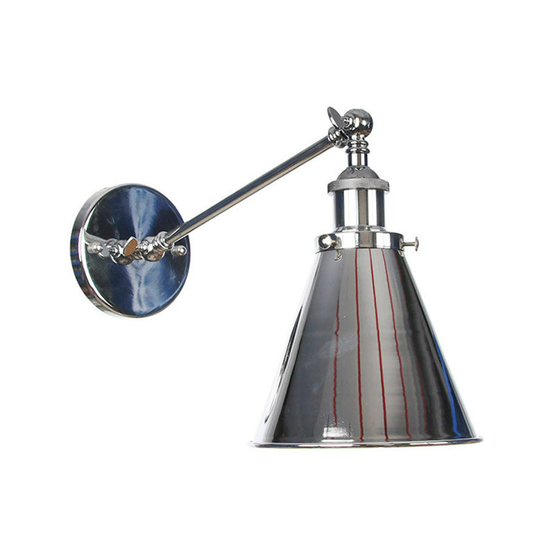 Camille Adjustable Chrome Swing Arm Wall Lamp (Saucer/Horn Shape)