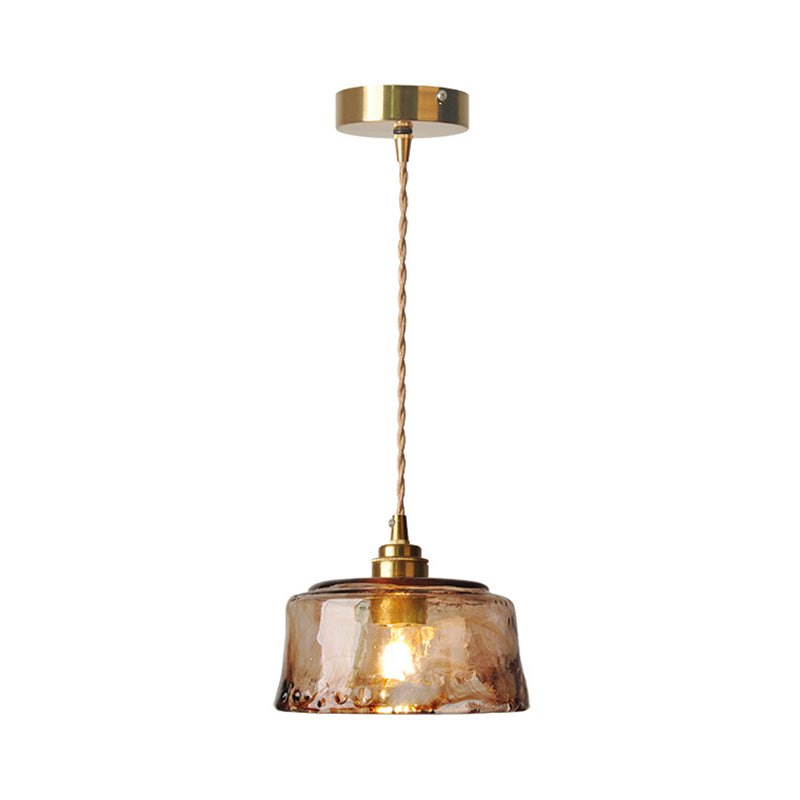 Margaux's Rustic Dining Room Pendant Lamp - Amber Alabaster Glass in Brass Finish