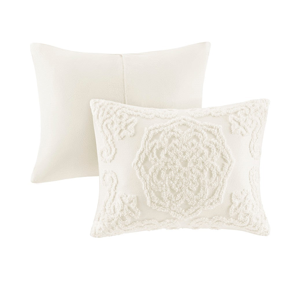 Tufted Cotton Chenille Medallion Fringe Coverlet Mini Set