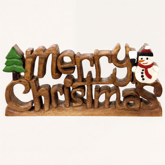 Wooden Christmas Sign – Handmade Acacia Wood Holiday Decor, Festive Rustic Accent