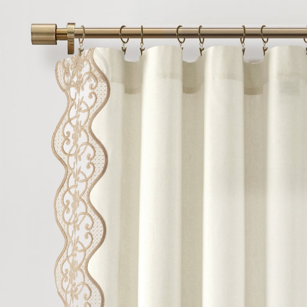 Scalloped Edge Lace Border Window Curtain (Single Panel)