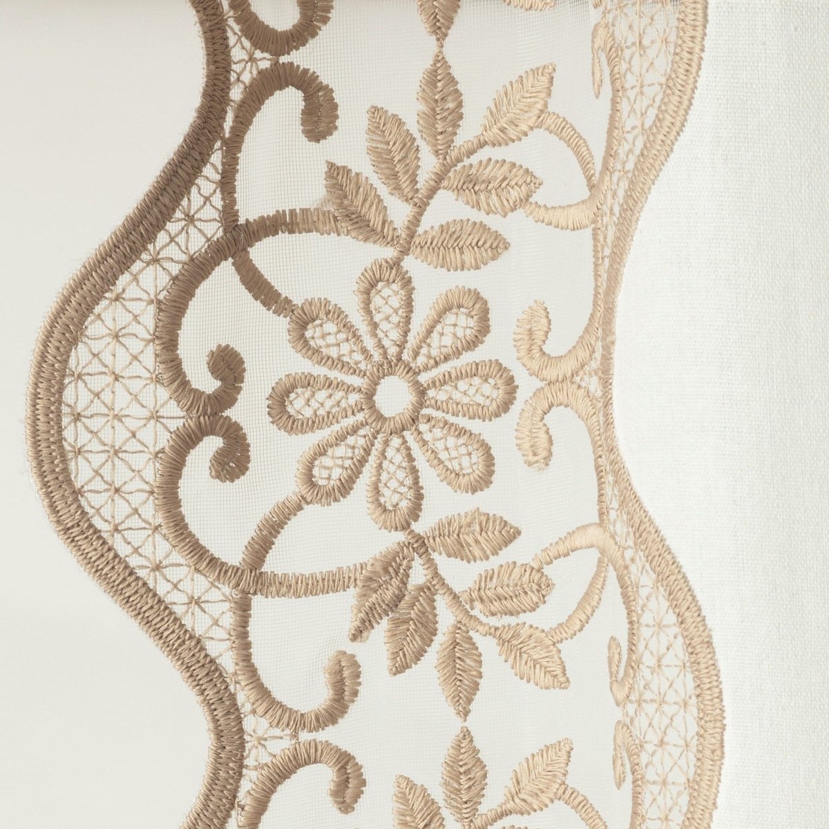 Scalloped Edge Lace Border Window Curtain (Single Panel)
