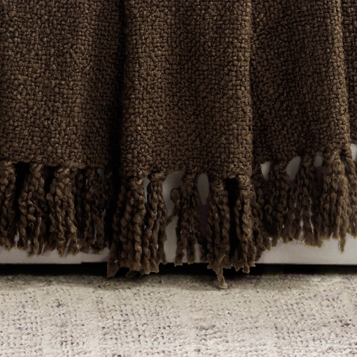 Tulum Boucle Textured Woven Fringed Throw Blanket