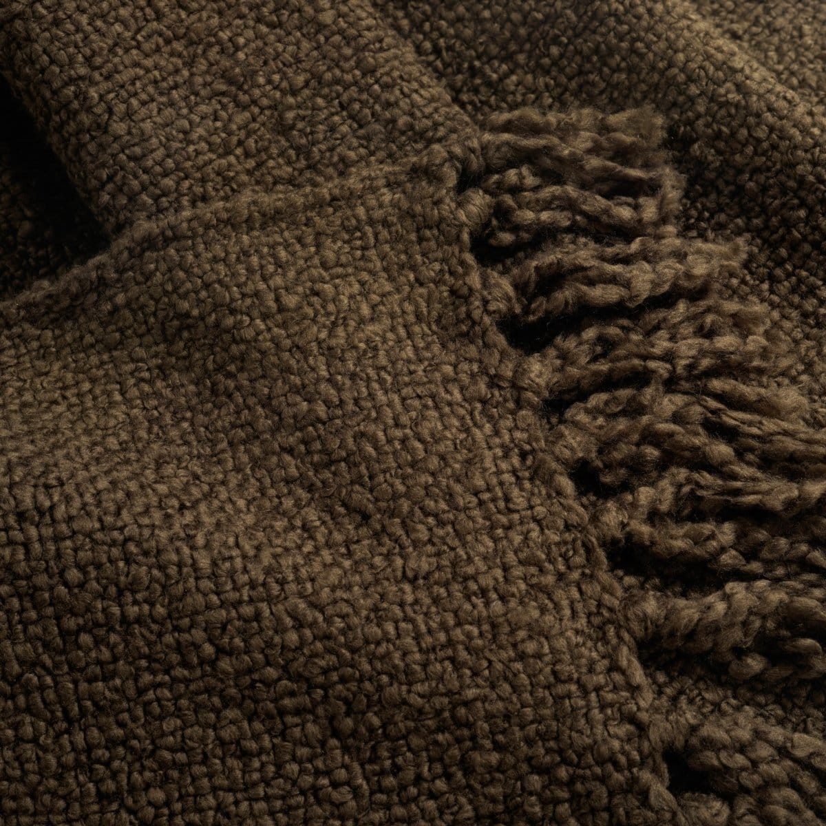 Tulum Boucle Textured Woven Fringed Throw Blanket