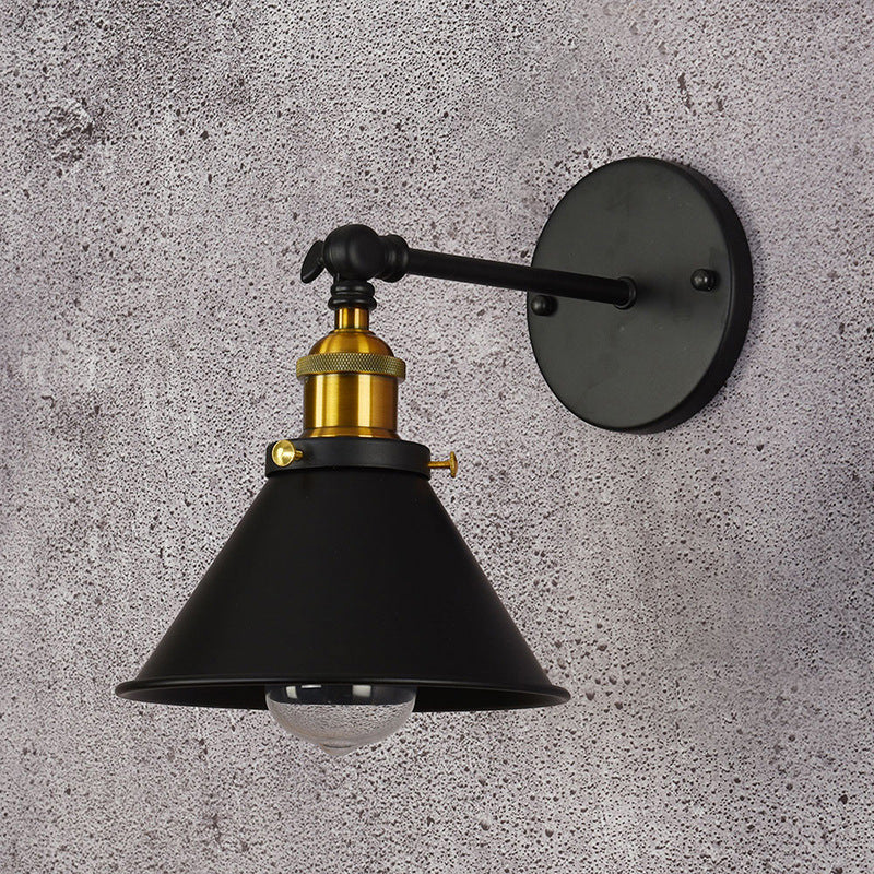 Alice - Industrial Black and Brass Flared Sconce