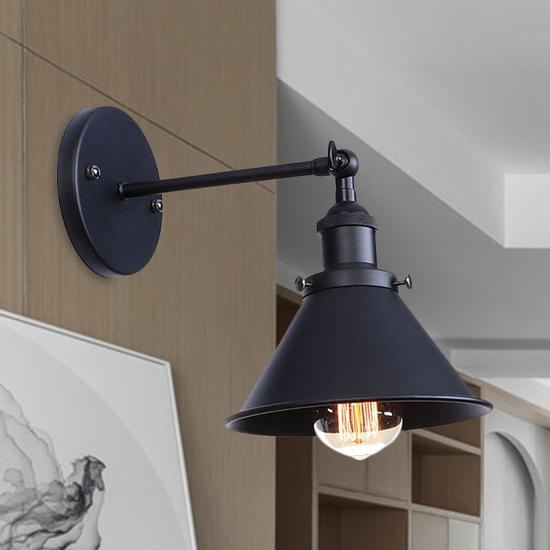 Alice - Industrial Black and Brass Flared Sconce