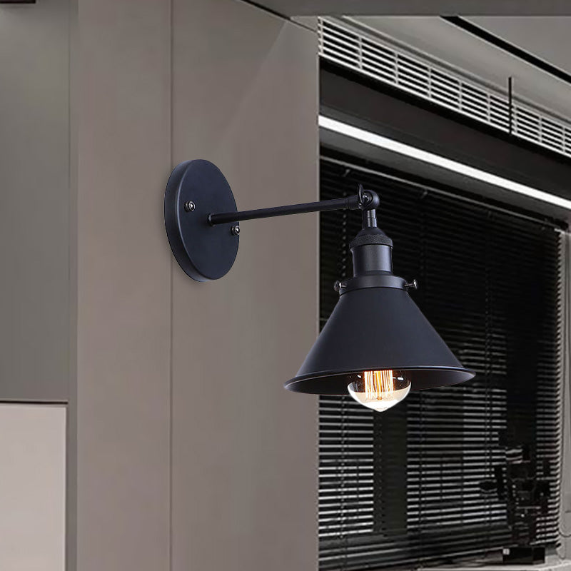 Alice - Industrial Black and Brass Flared Sconce