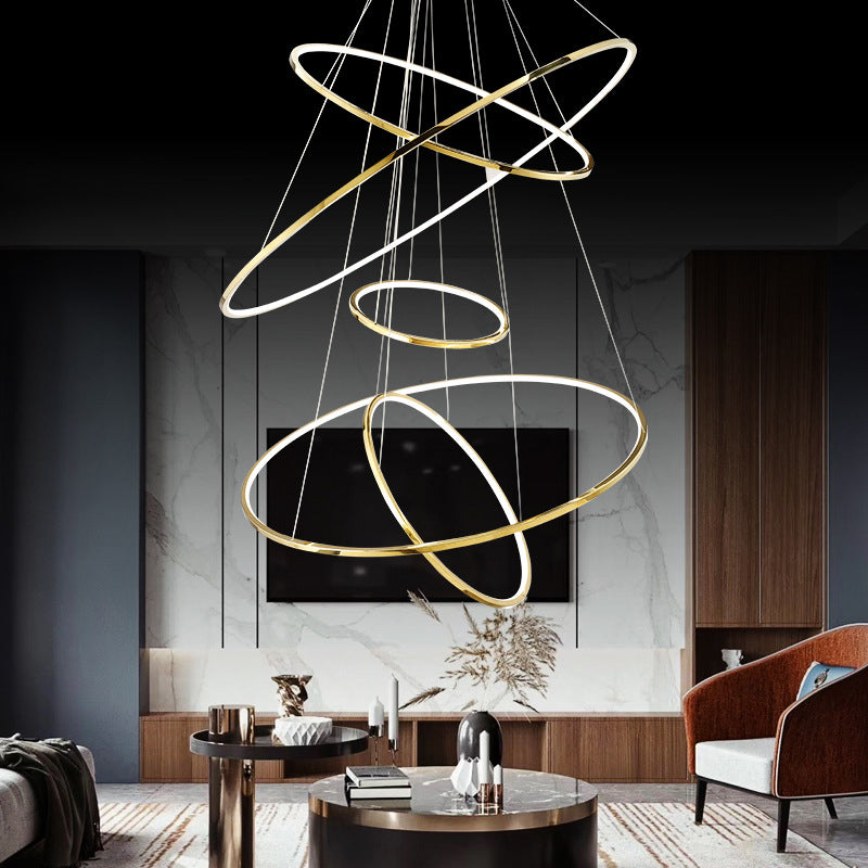 Amira Modern LED Chandelier: 3 or 5 Tiers of Golden Elegance
