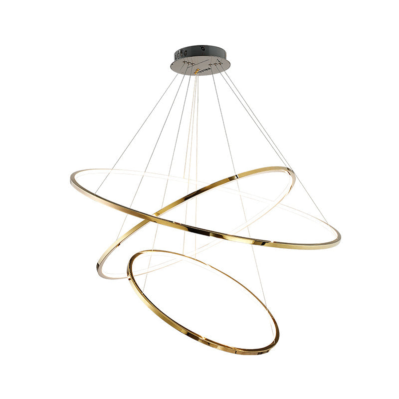 Amira Modern LED Chandelier: 3 or 5 Tiers of Golden Elegance