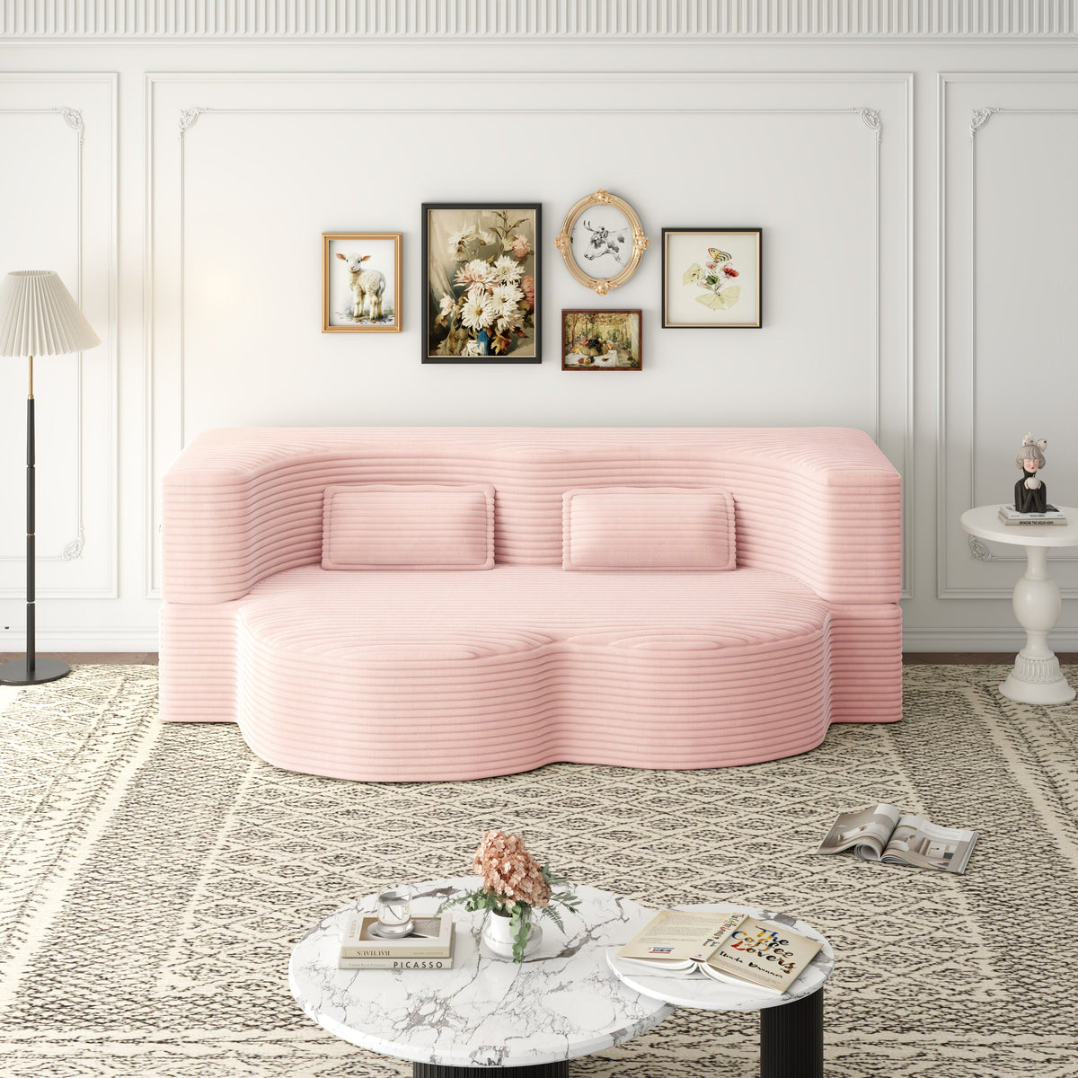Modern Floor Sofa with 2 Pillows