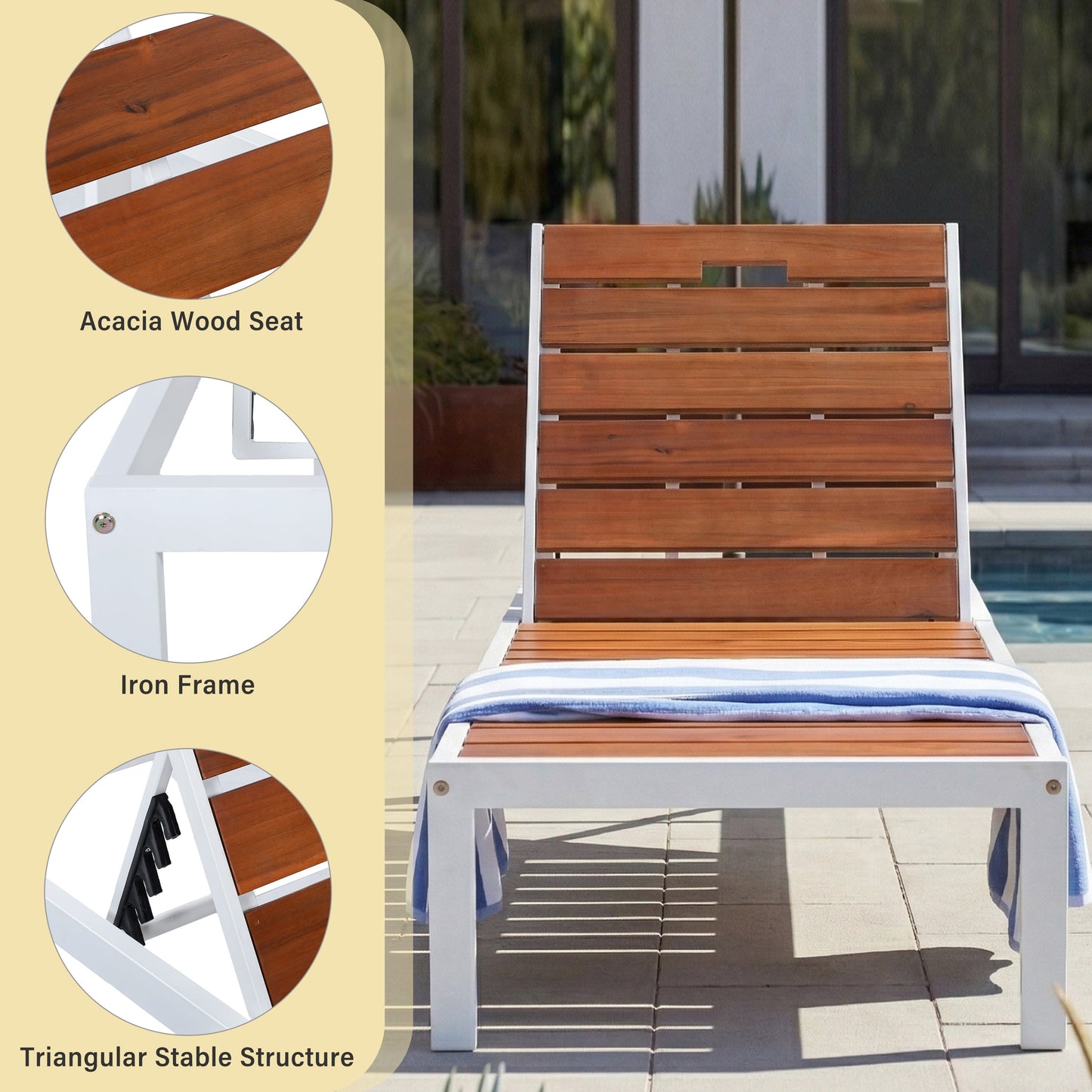 Outdoor Chaise Lounges with Adjustable Backrest