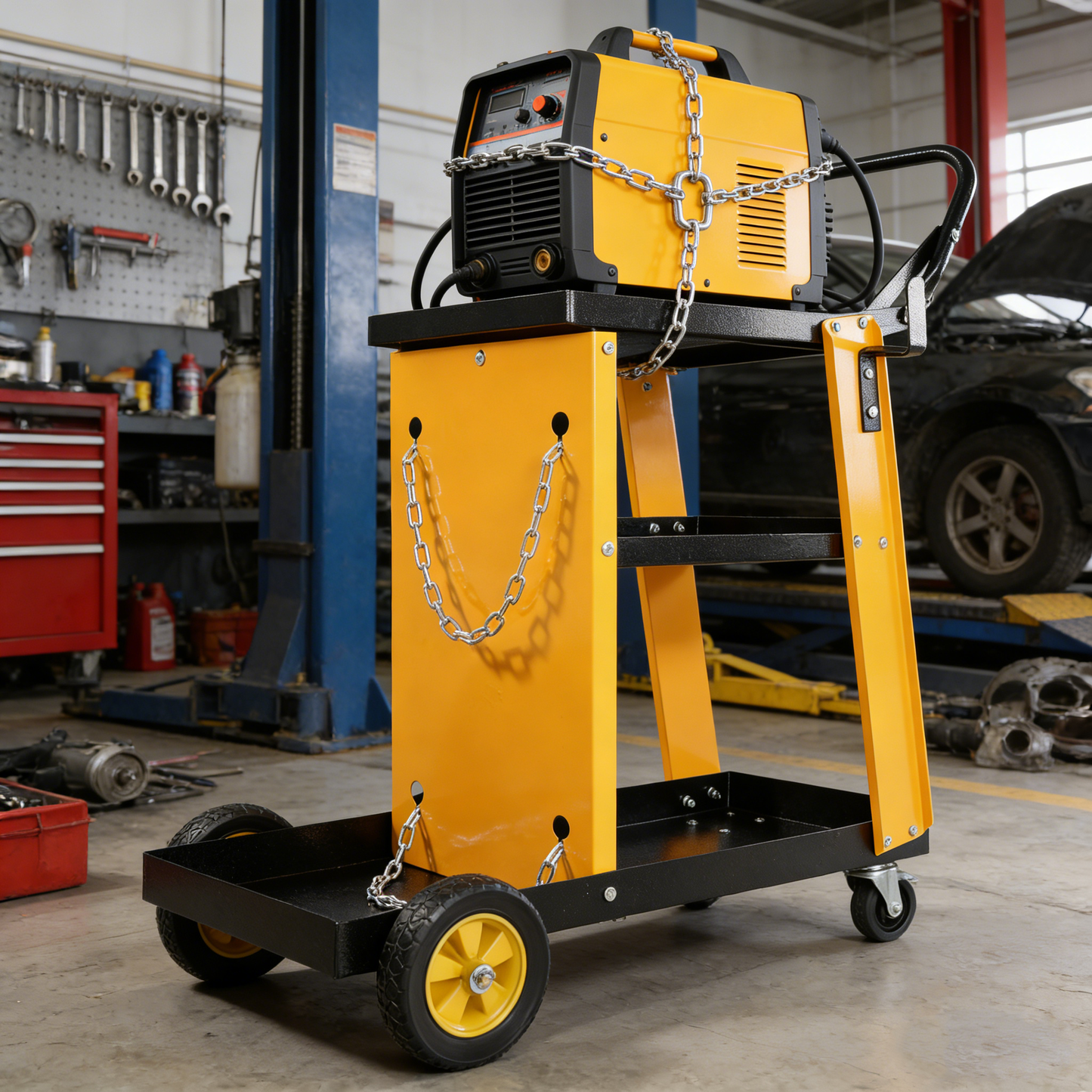 Multi Function 3 tier Welding Cart. gas bottle and accessory storage.Welding Heavy Duty  Cart for Tig Mig Welder and Plasma Cutter  with Upgrade Handles and Increase Storage Space Tank Storage