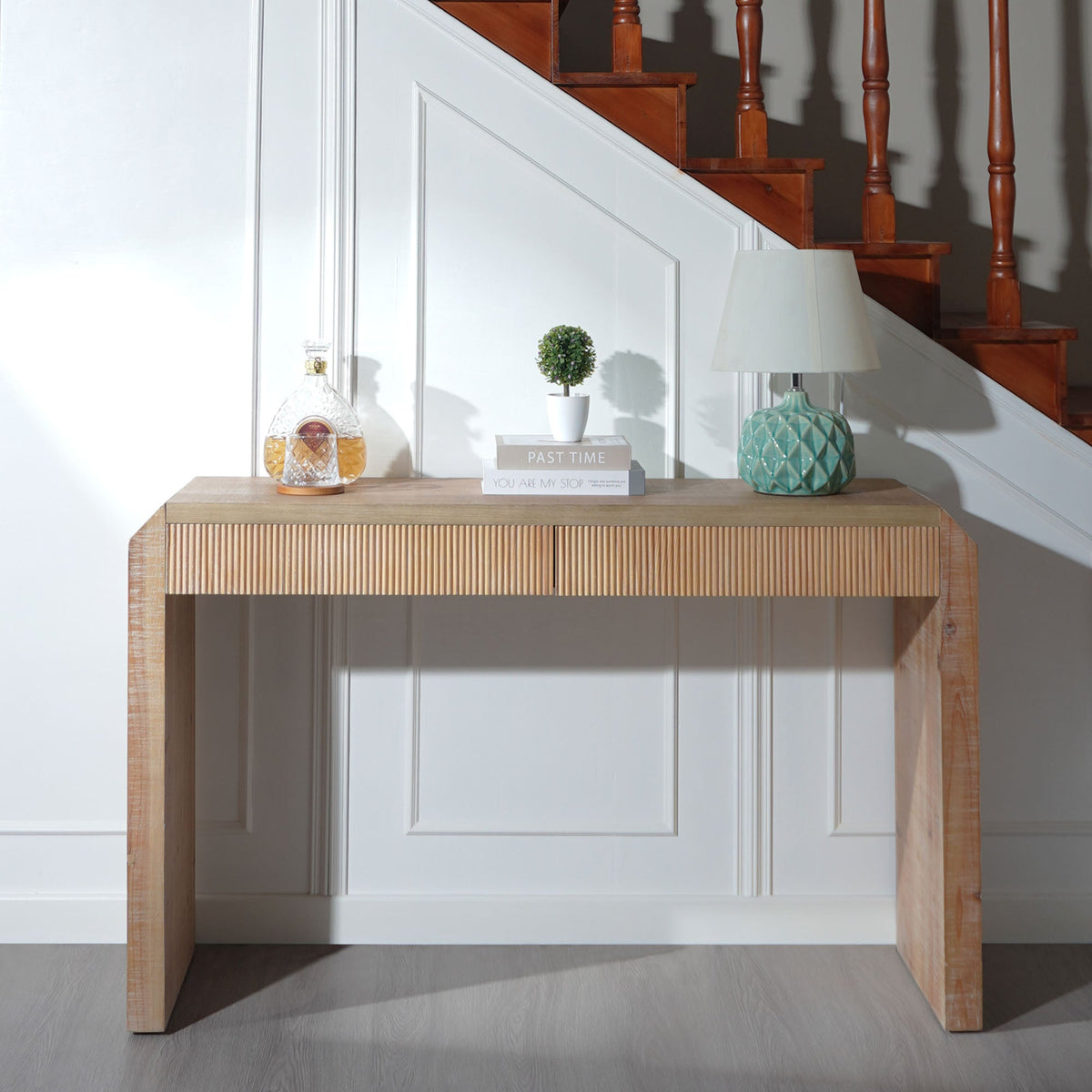Rustic Wooden Console Table with Drawer