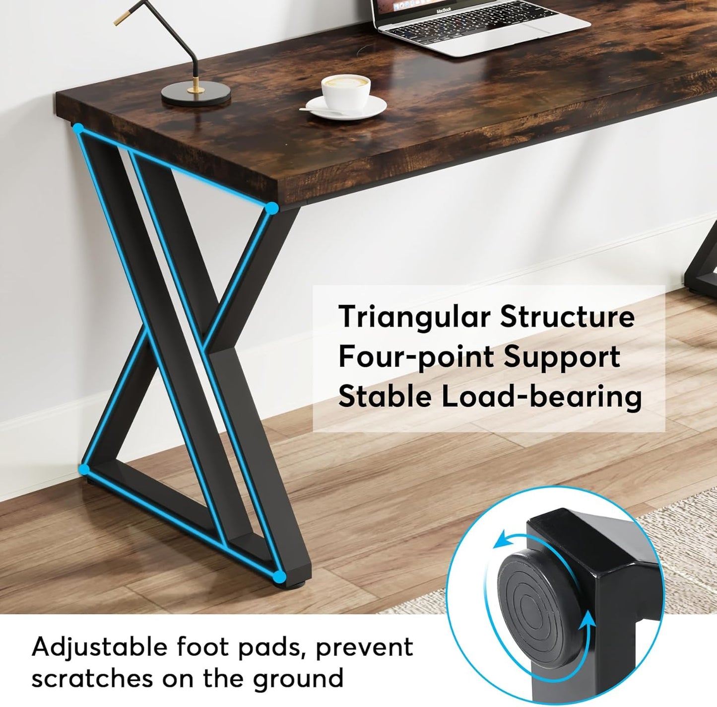55 Inches Modern Writing Desk with Z-Shaped Metal Legs