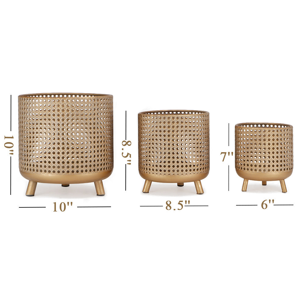 Set of 3 Plant Pots 10/8.5/7''H (Antique Gold)