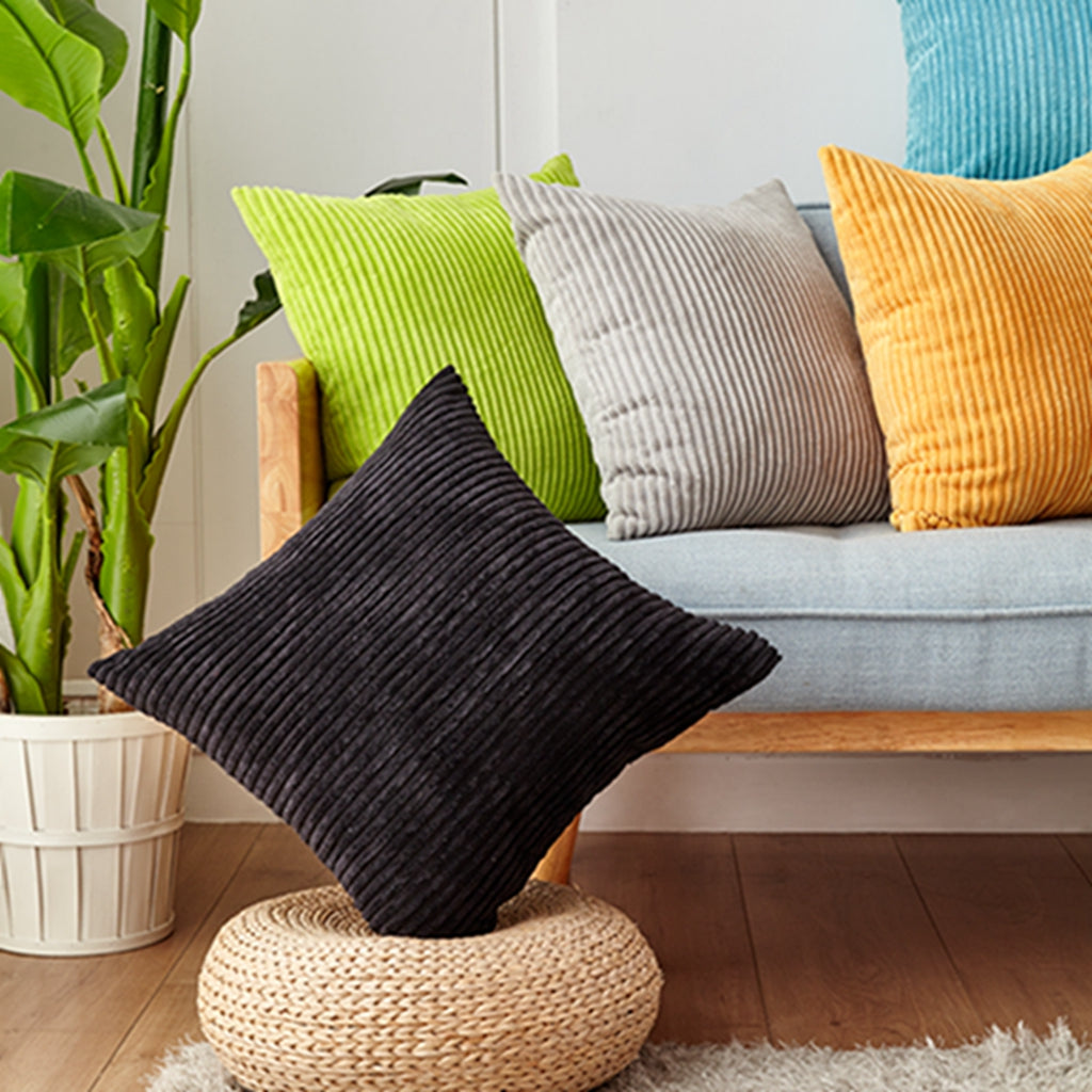 20''x20'' corduroy stripe throw pillow | 10 colors  soft textured wide wale design | cozy modern accent | insert included