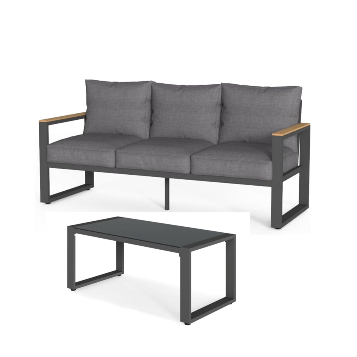 2-Piece 3-Seat Outdoor Sofa Couch Set