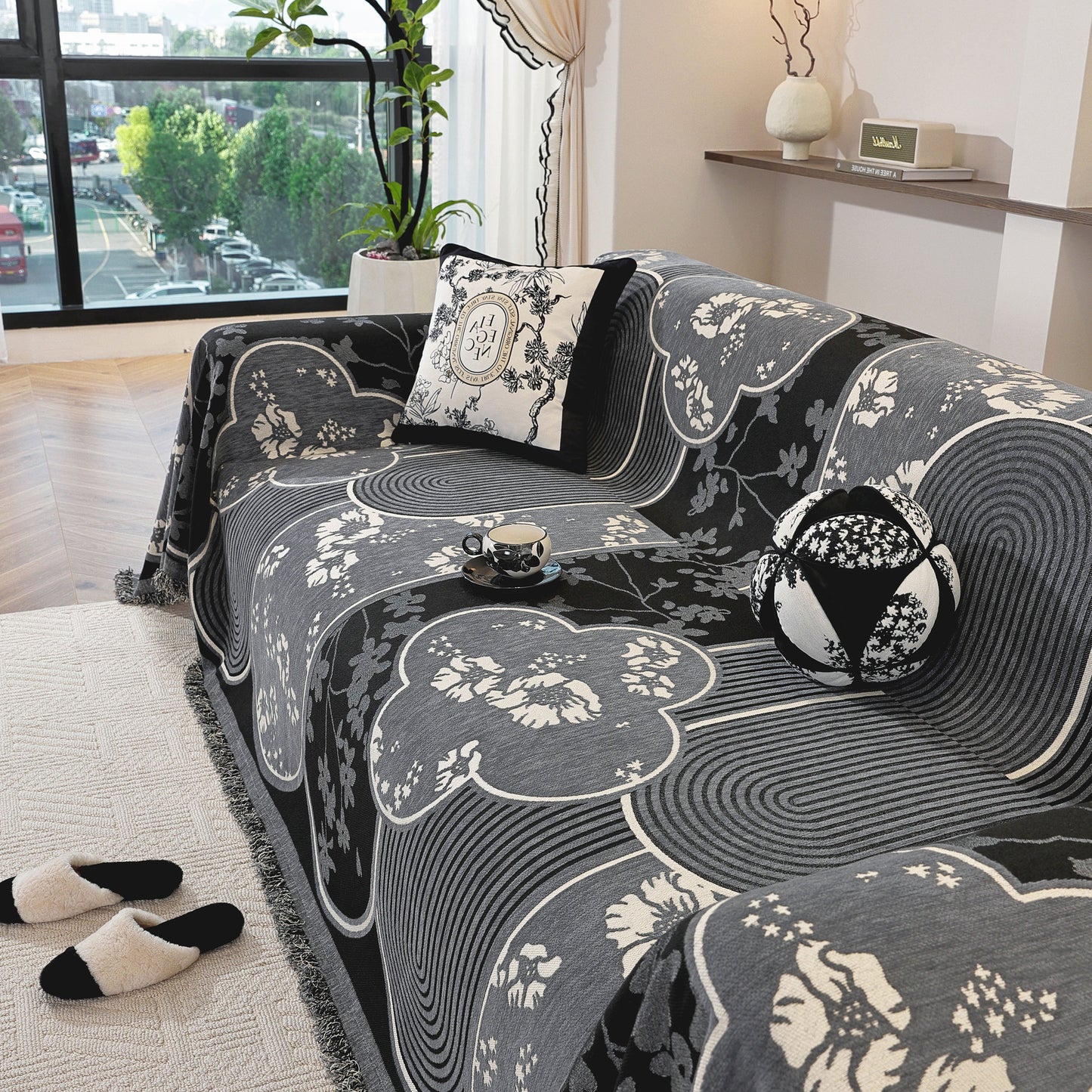 Modern Retro Sofa Throw - Decorative, Washable Chenille Blanket & Couch Protector