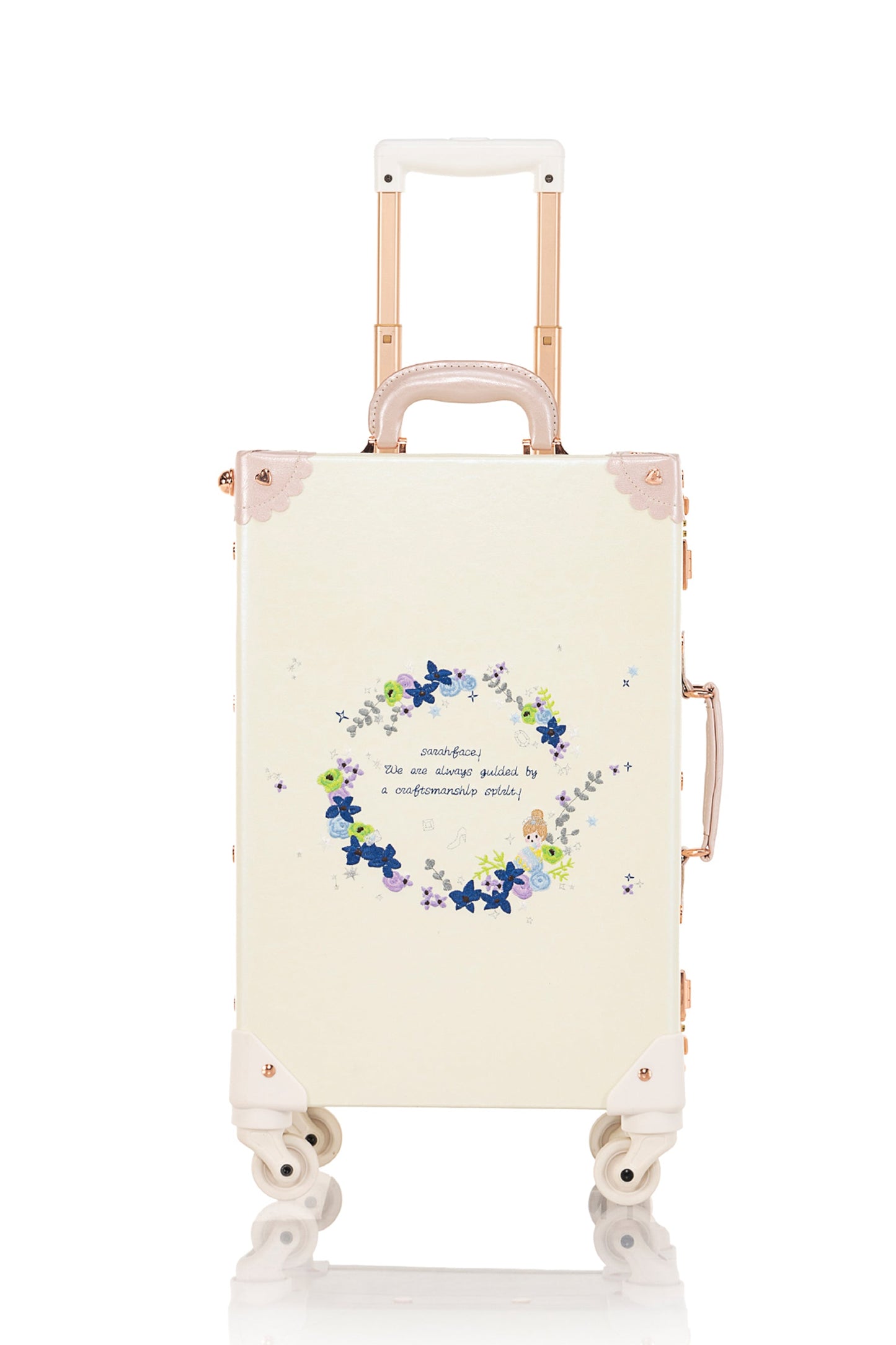 SarahFace Spinner Suitcase - Embroidery Cream White