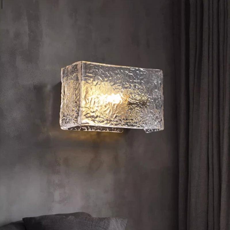 Water Pattern Glass Square Wall Sconce Lamp