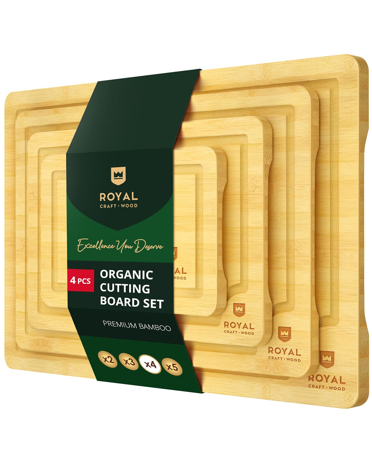 Cutting Board Set of 4, Bamboo
