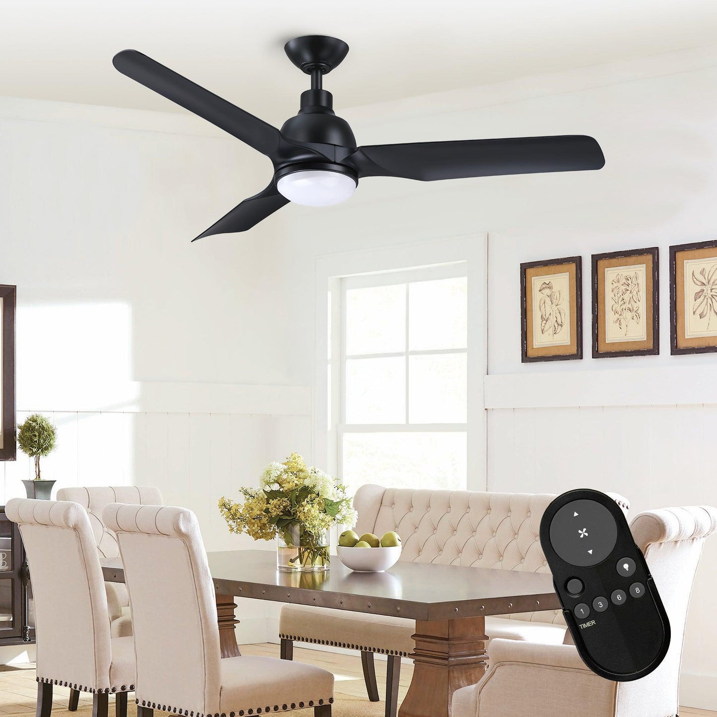 52" Cason Induatrial Downrod Mount Reversible Ceiling Fan with LED Lighting and Remote Control
