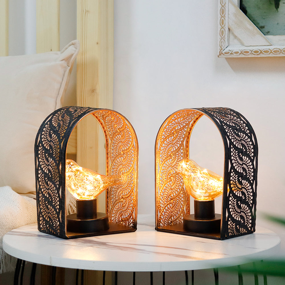 7"H Set of 2 Bird Cage Wall Sconces Battery Operated