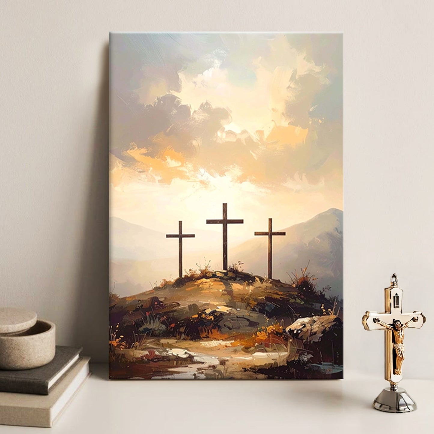 Three Crosses on Calvary Faith Wall Art
