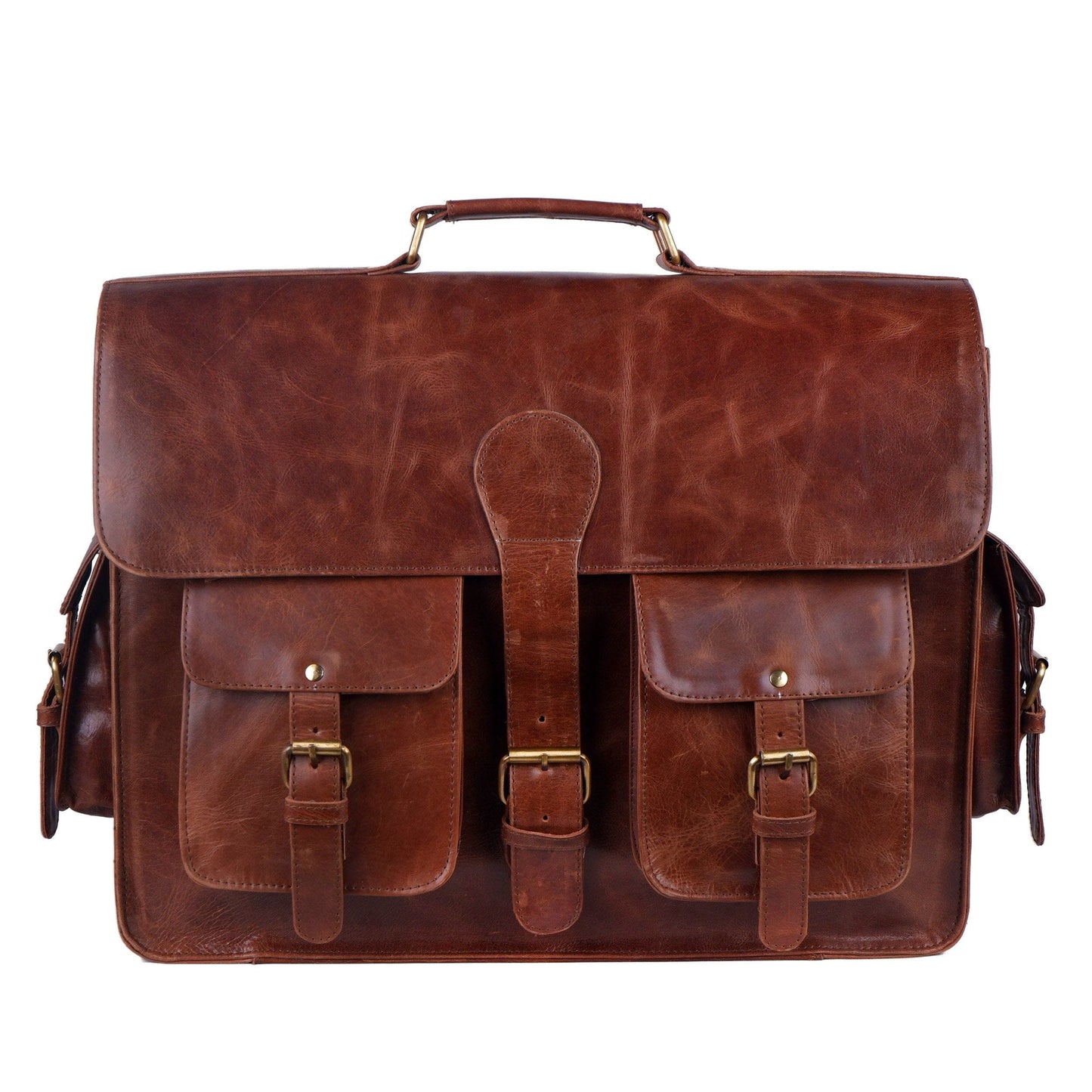 The Men's Distressed Buffalo Leather Messenger Bag