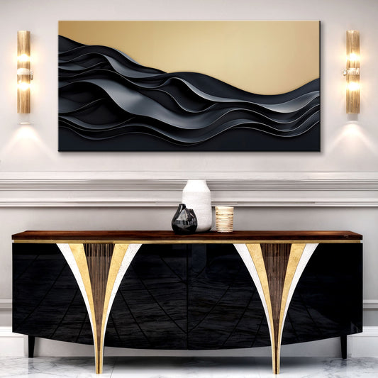 Black and Gold Minimalist Abstract Wall Art II