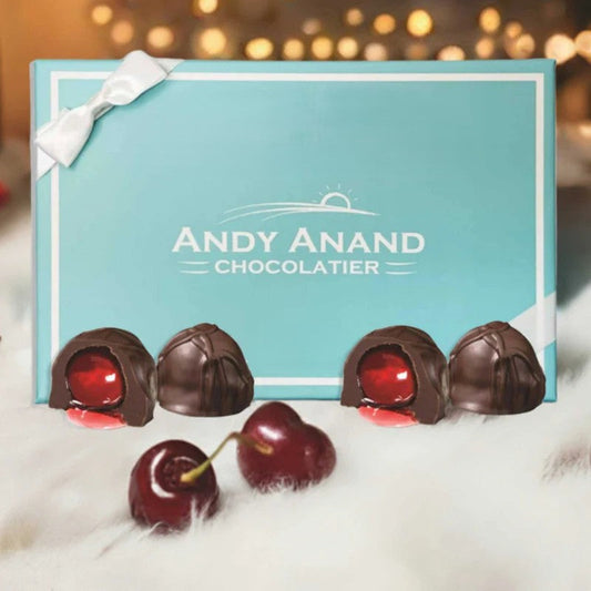 Andy Anand Chocolate Covered Cherries – Vegan Dark Chocolate Cordials Made with 60% Dark Chocolate (Cocoa Butter), 24 pcs