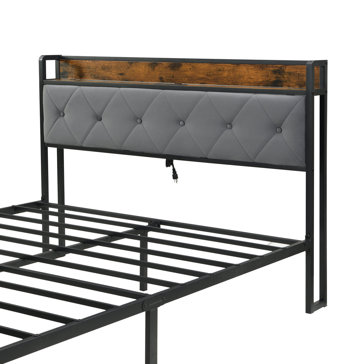 Queen Bed Frame with Storage and LED Lights