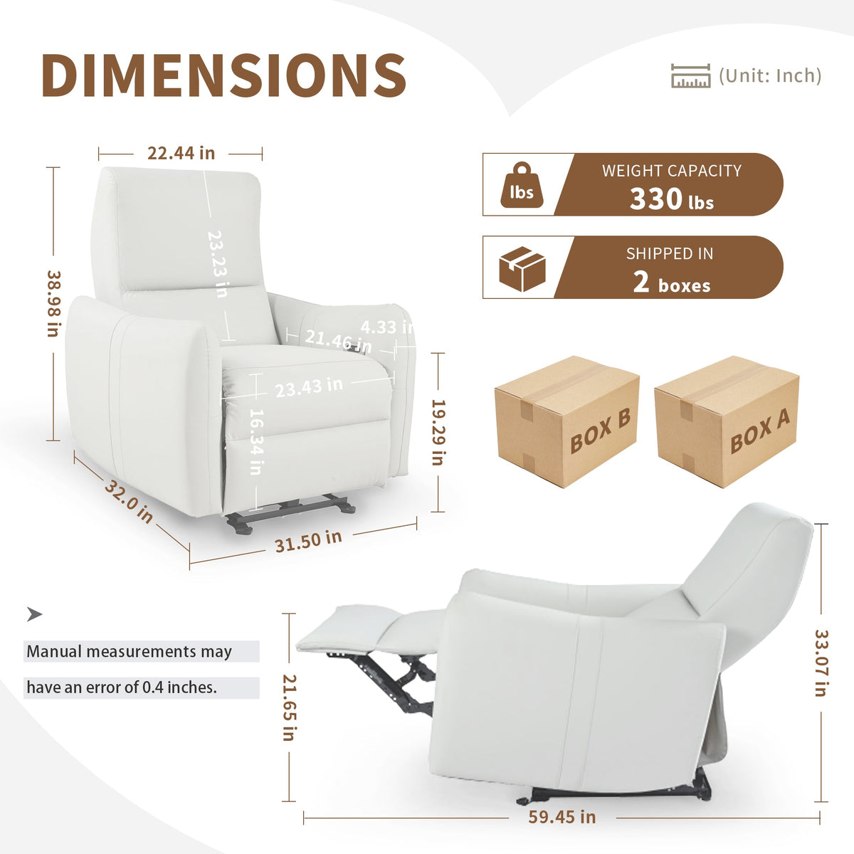 Wall Hugger Power Recliner Chair for Small Spaces