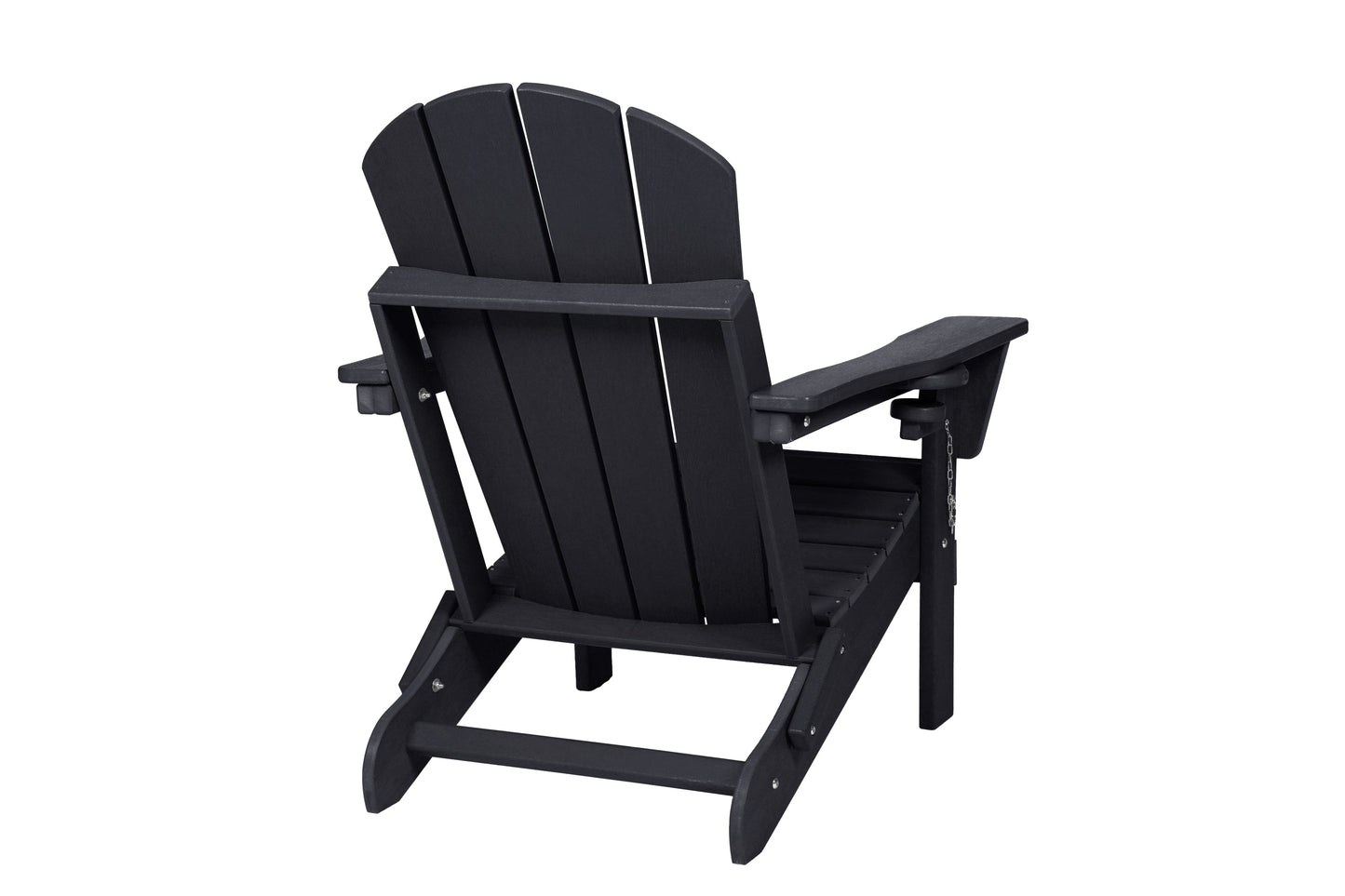 Folding Adirondack Chair with Side Table, 3-Piece Adirondack Chair Set with Wood Texture, Black(includes 2 Chairs and 1 Table)
