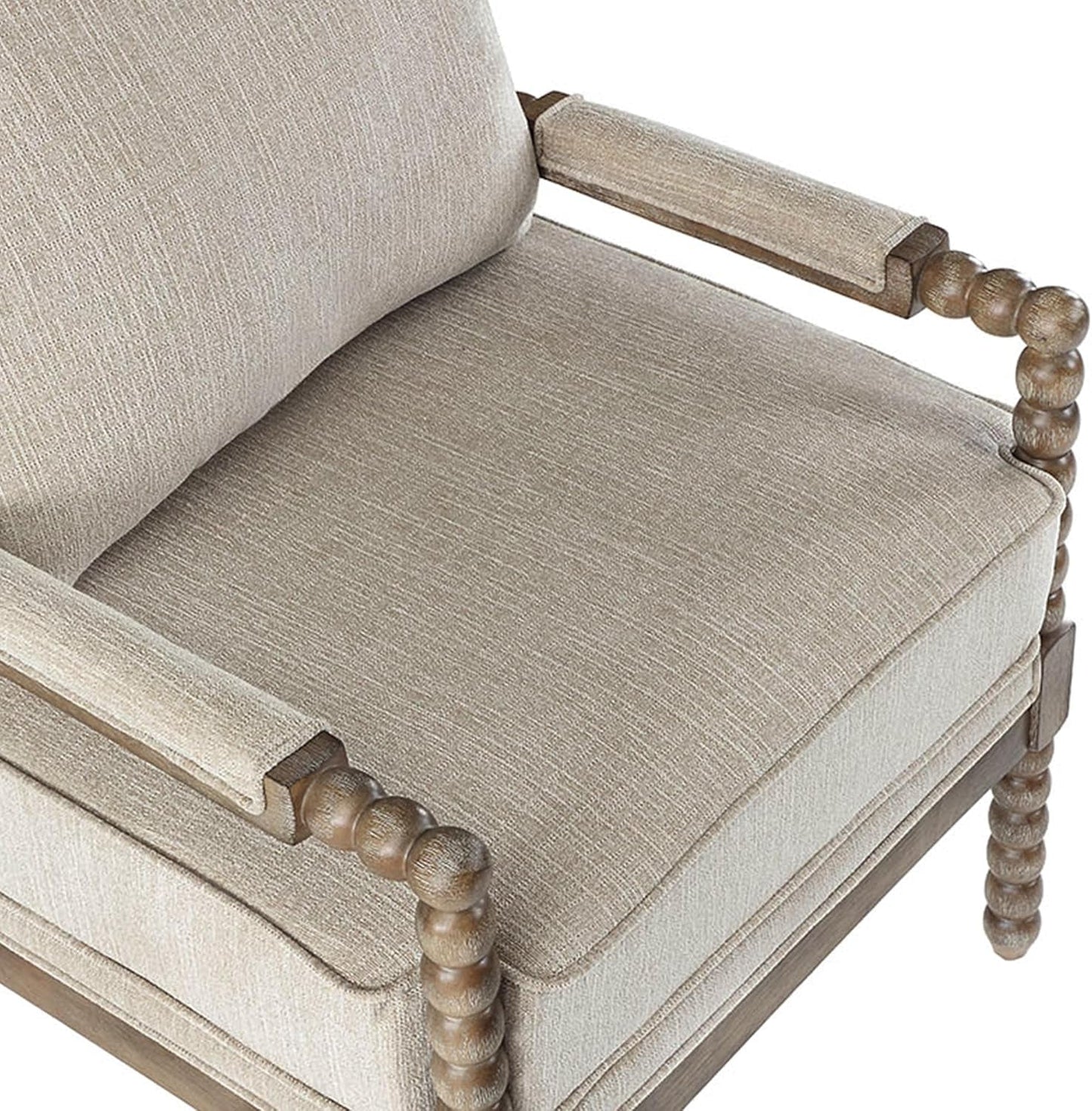 Linen Spindle Accent Chairs Set Of 2 Cushioned Armrests