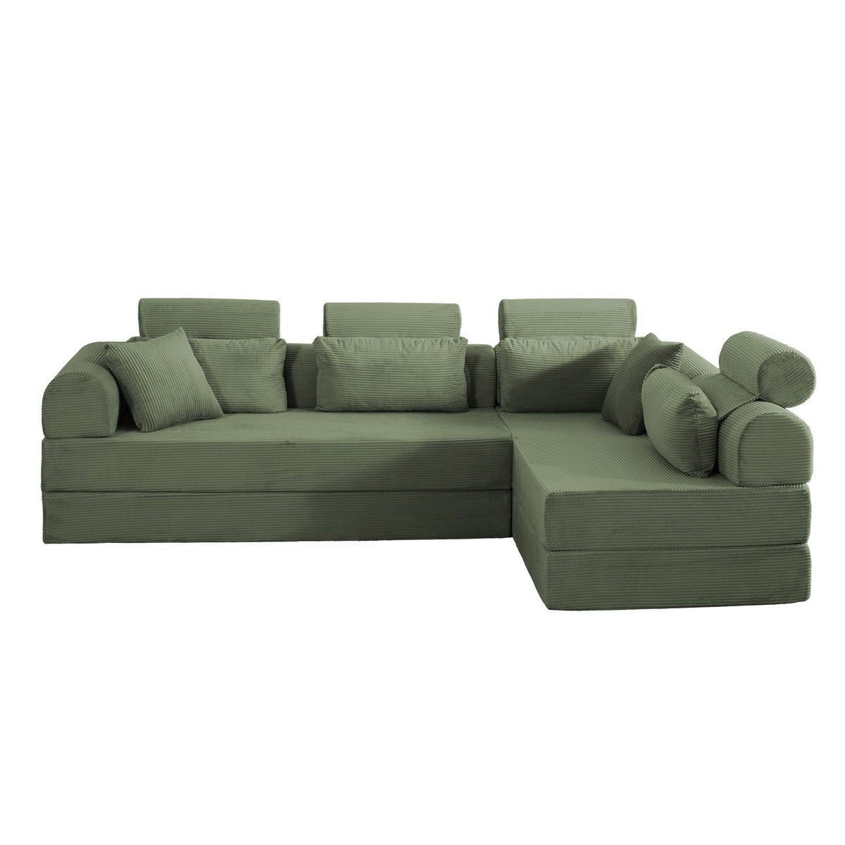 L Shape Modular Sectional Sofa, Grayish Green