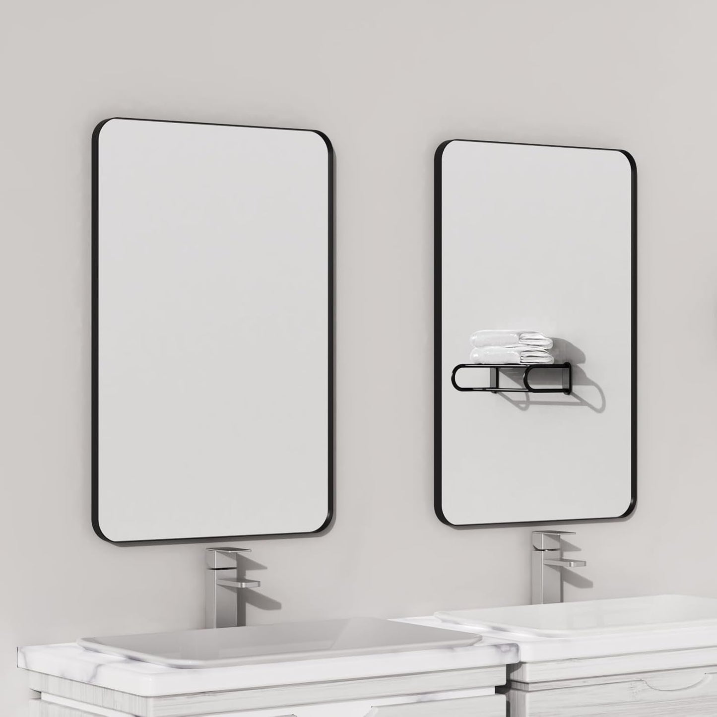 Black 18x26 Inch Bathroom Mirror Over Vanity Wall Mount