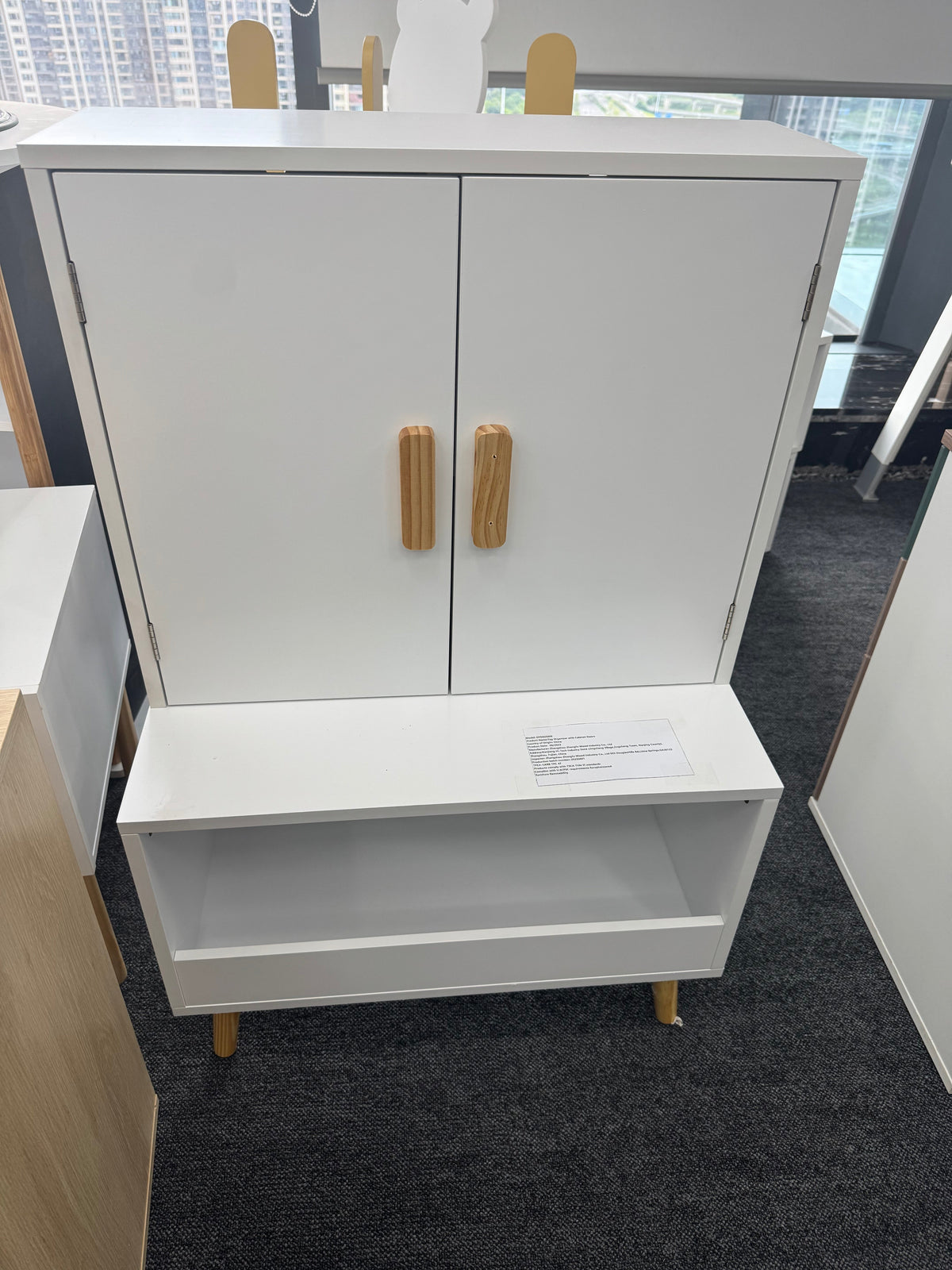 Kids Toy Storage Cabinet with Doors and Open Shelf