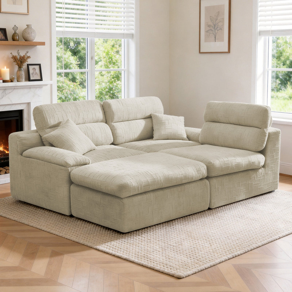 Corner Chaise Sofa with High Backrest