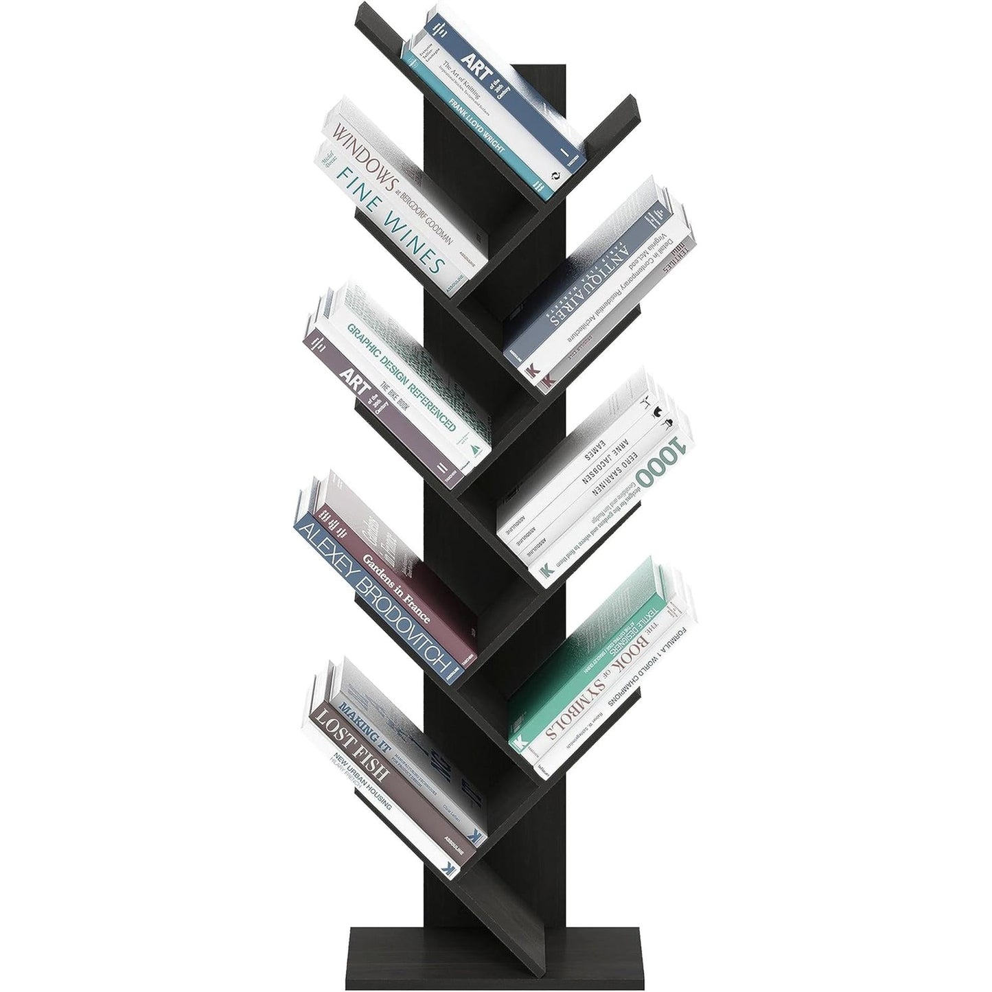 Bookshelf 9 Tier Floor Standing Tree Bookcase Espresso