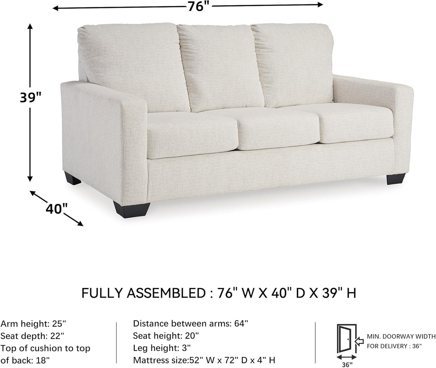 Rannis Coastal Pro 2in1 Sofa Sleeper GelMemoryFoam