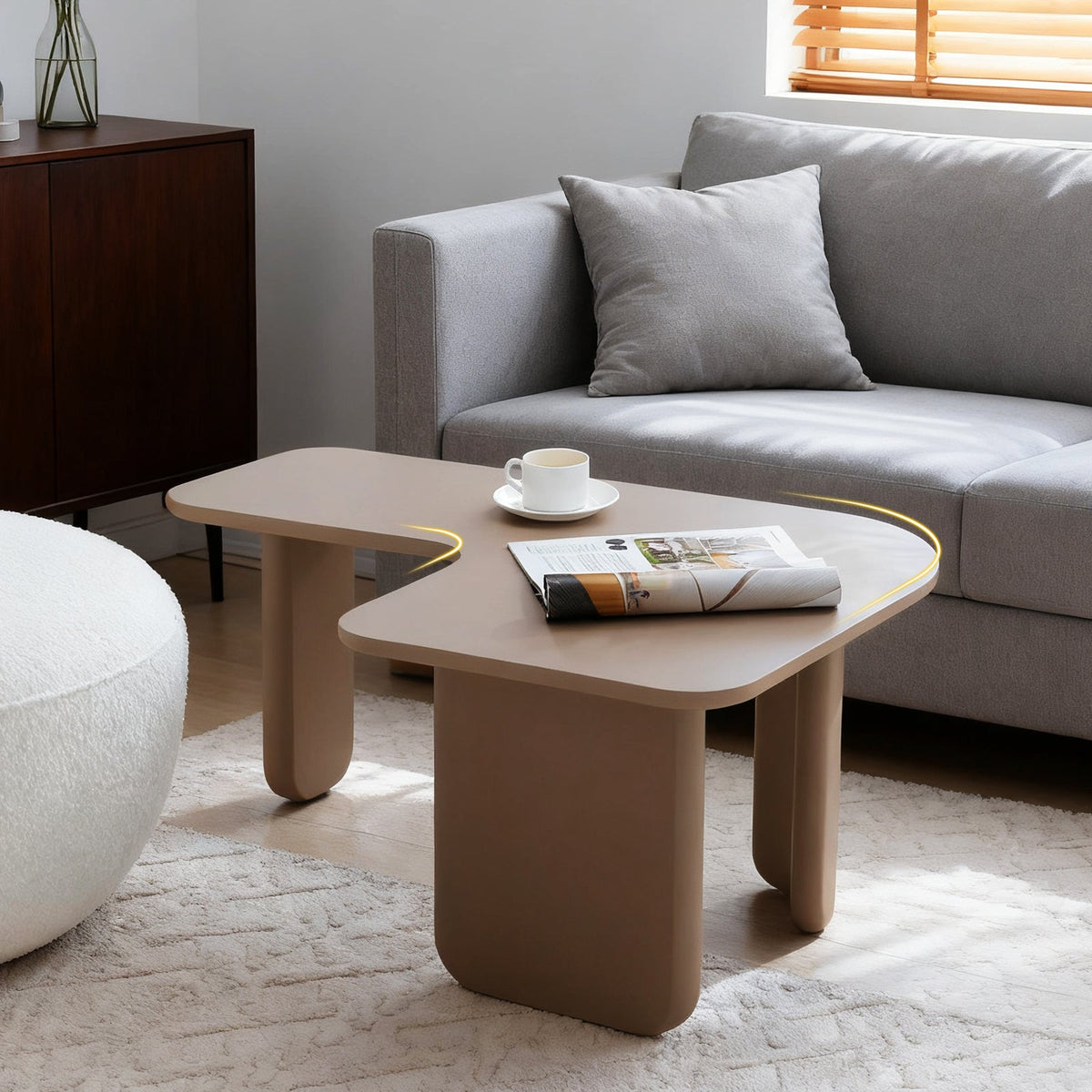 35.43" L-Shape Modern Coffee Table Upgraded