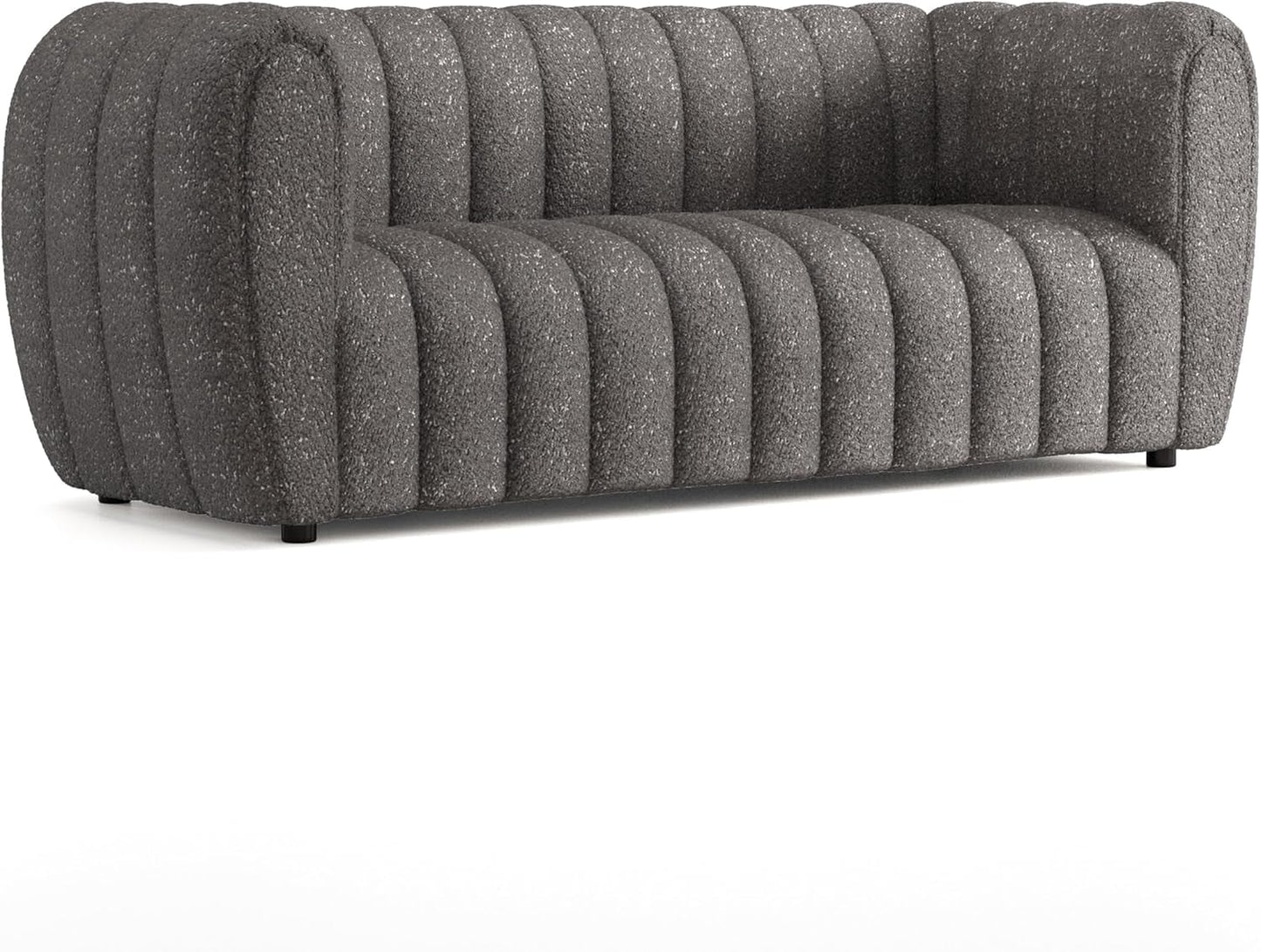 Charcoal Gray Vertical Channel Tufted 3 Piece Sofa Set