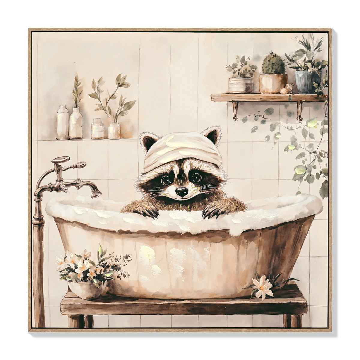 Raccoon Bathroom Canvas Wall Art