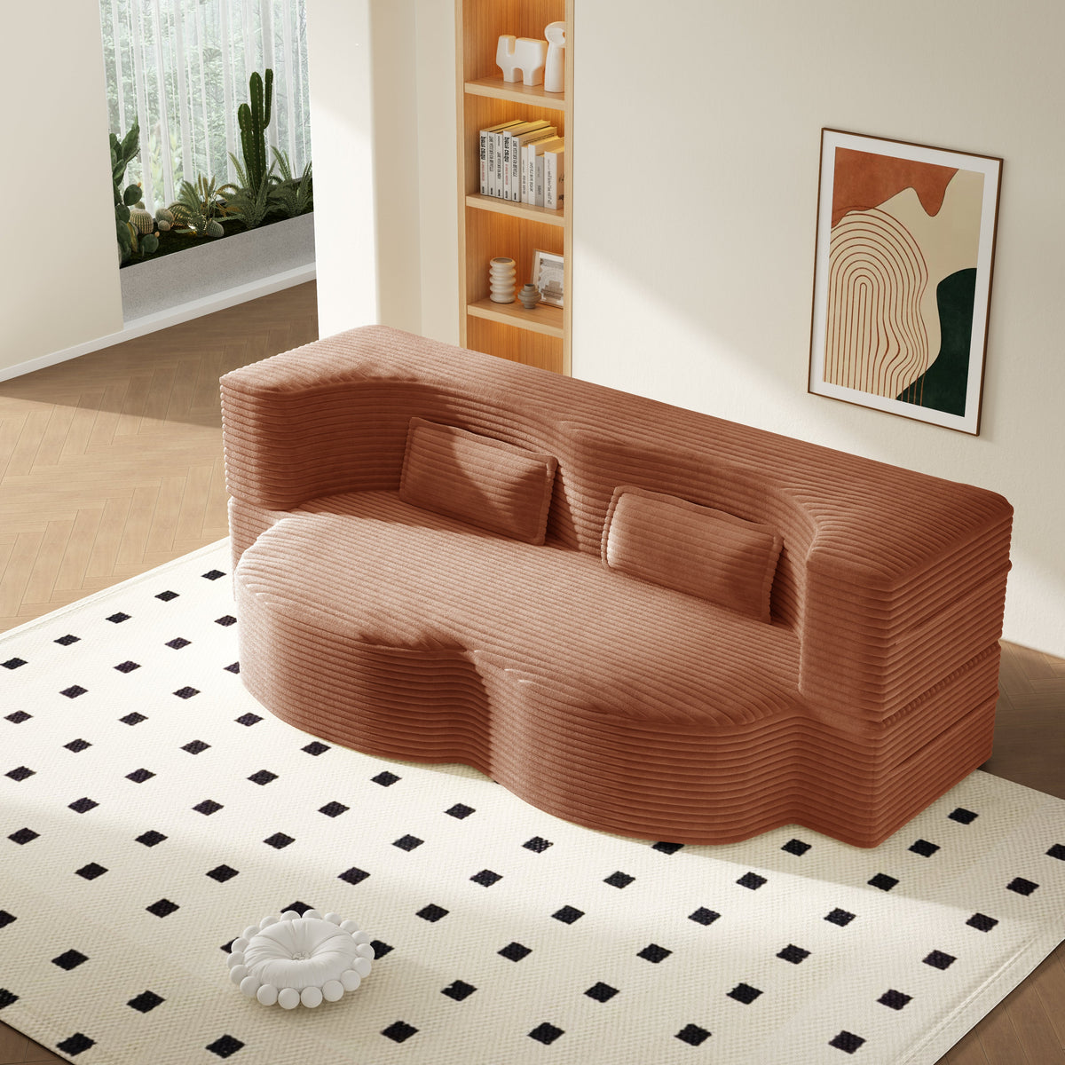 Modern Floor Sofa with 2 Pillows
