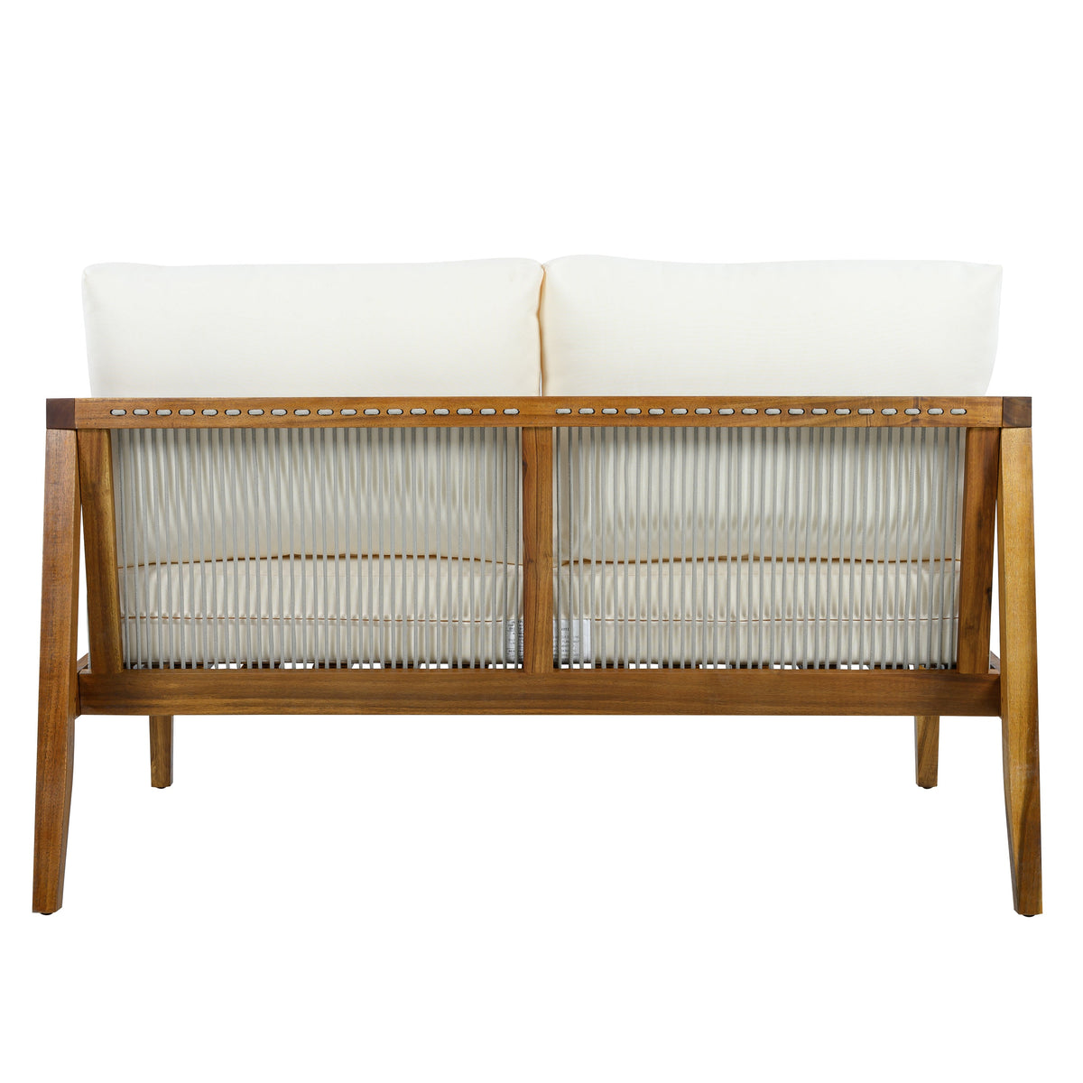 Outdoor 4-Piece Sofa Set, Acacia Wood Frame with Rope Detail