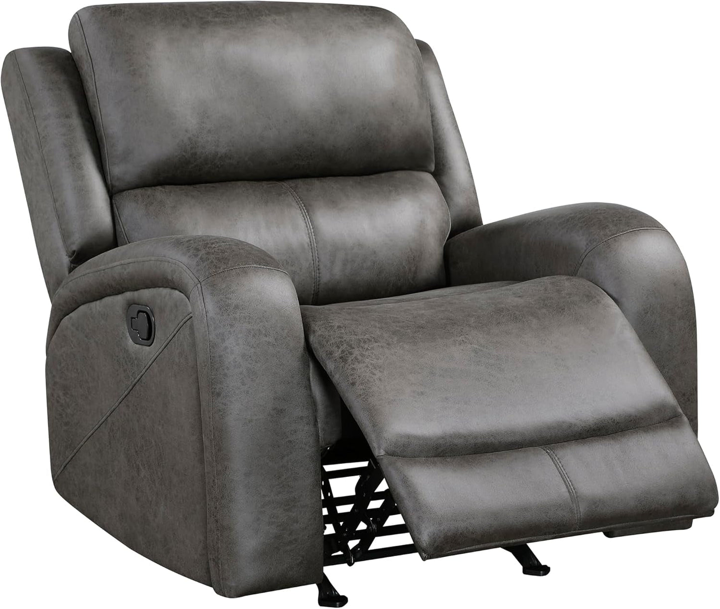 Grey Rocker Recliner Chair With Manual Recline Living Room