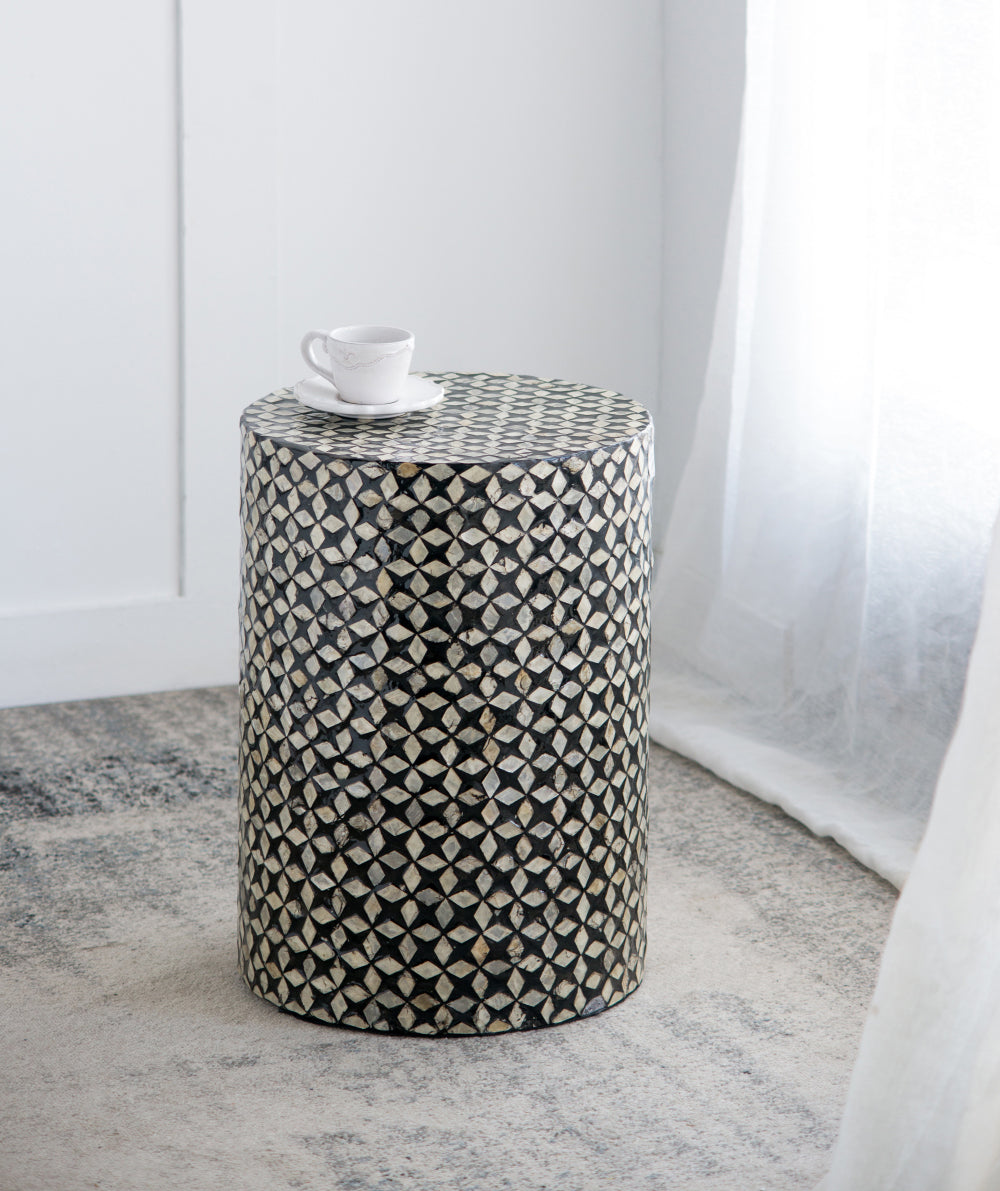 18.5-Inch Marble-Look Stool