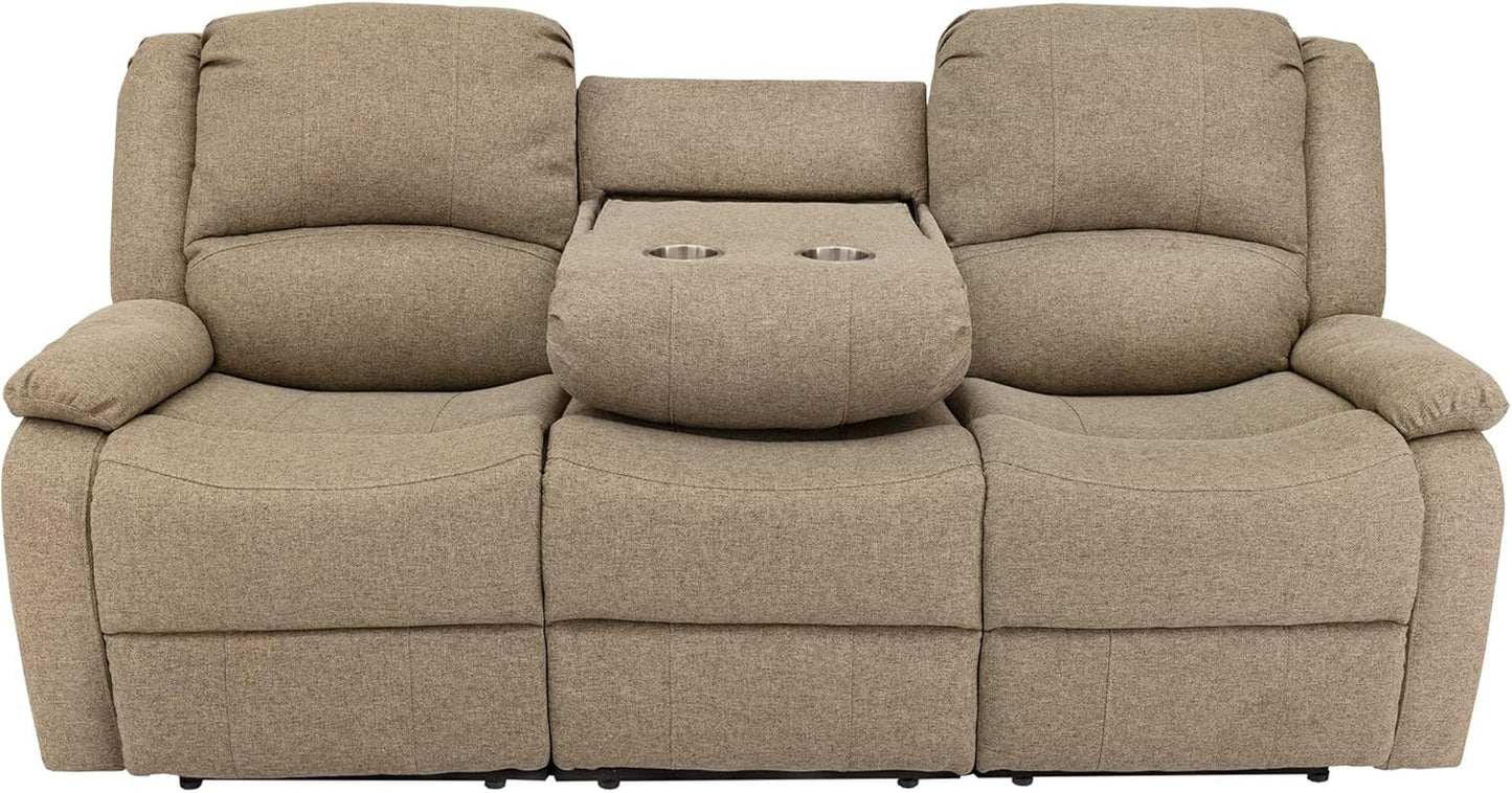 Charles 80In Triple Recliner RV Sofa Oatmeal Zero Wall